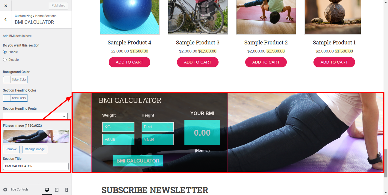 BMI CALCULATOR Section